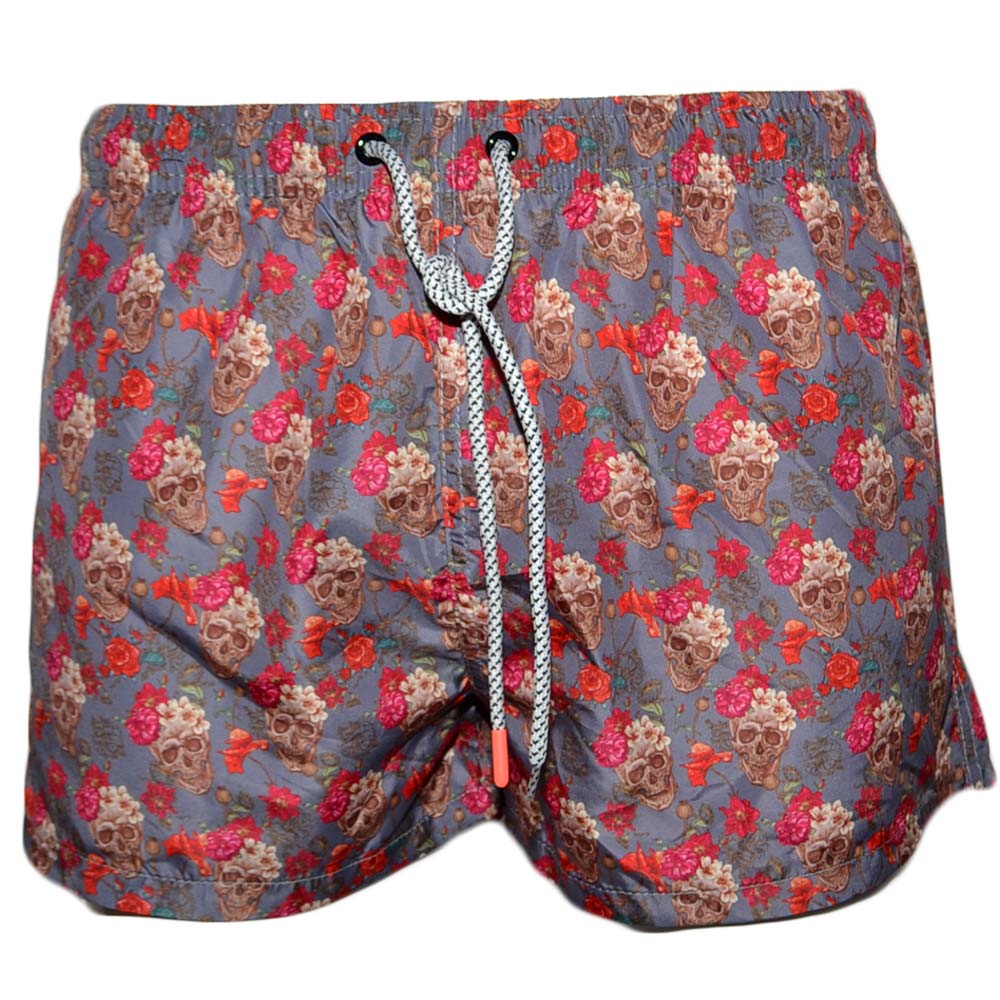 Costume summer mare uomo grigio box con rete interna modello pantaloncino corto laccio made in italy asciugatura rapida.