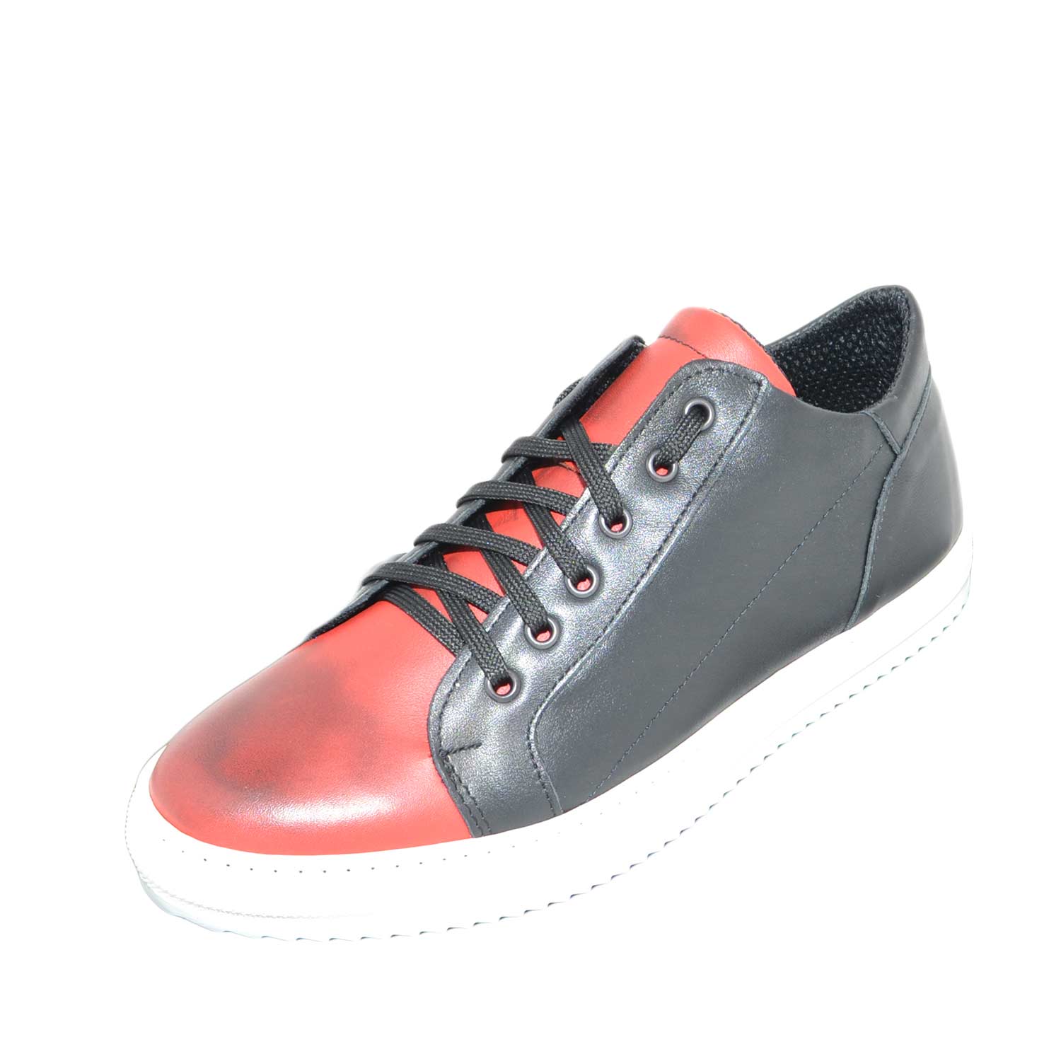 Sneakers bassa uomo art:2384 vera pelle bicolore comode moda made in italy