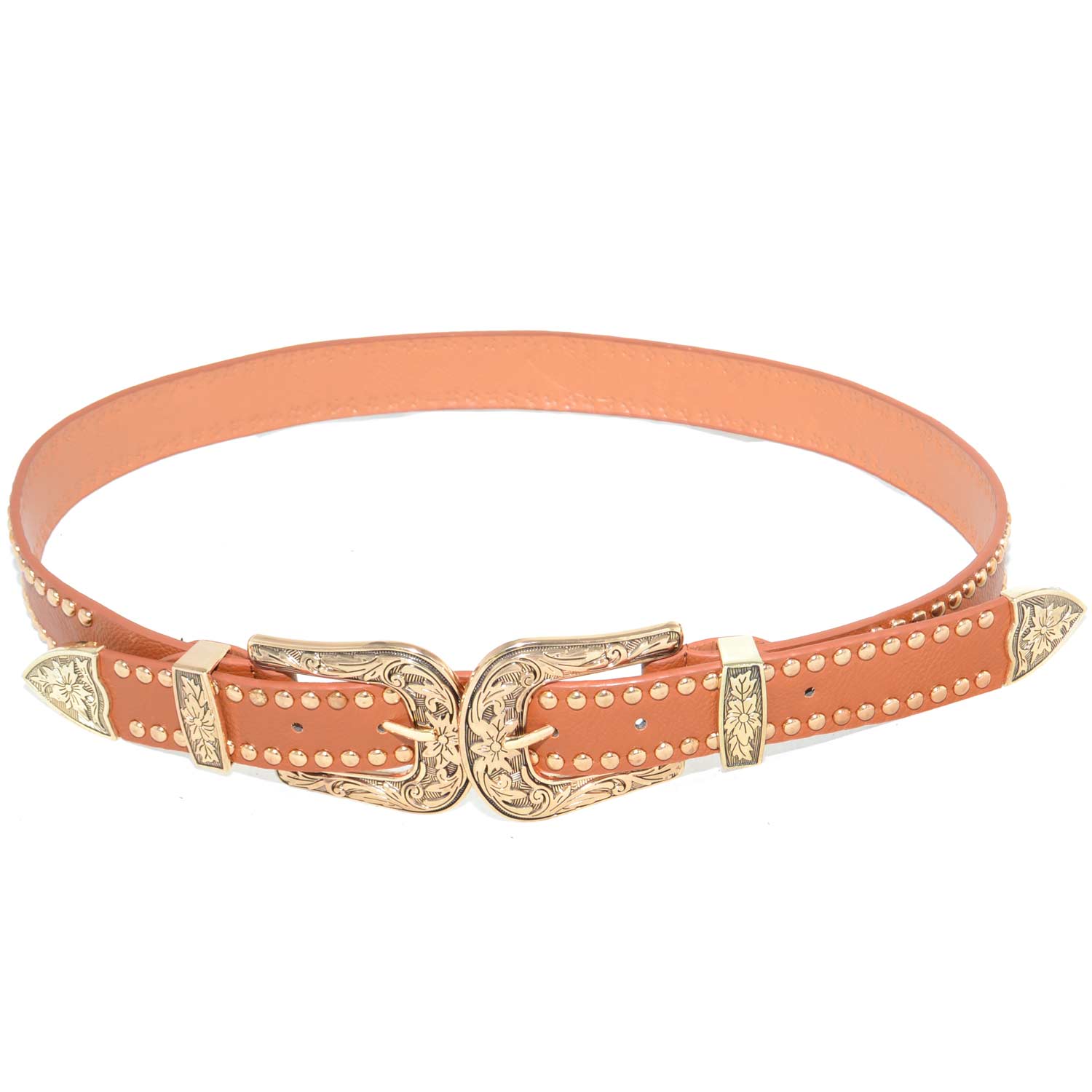 Cintura donna art.328 cuoio  con doppia fibbia  eco pelle made in italy moda comfort  