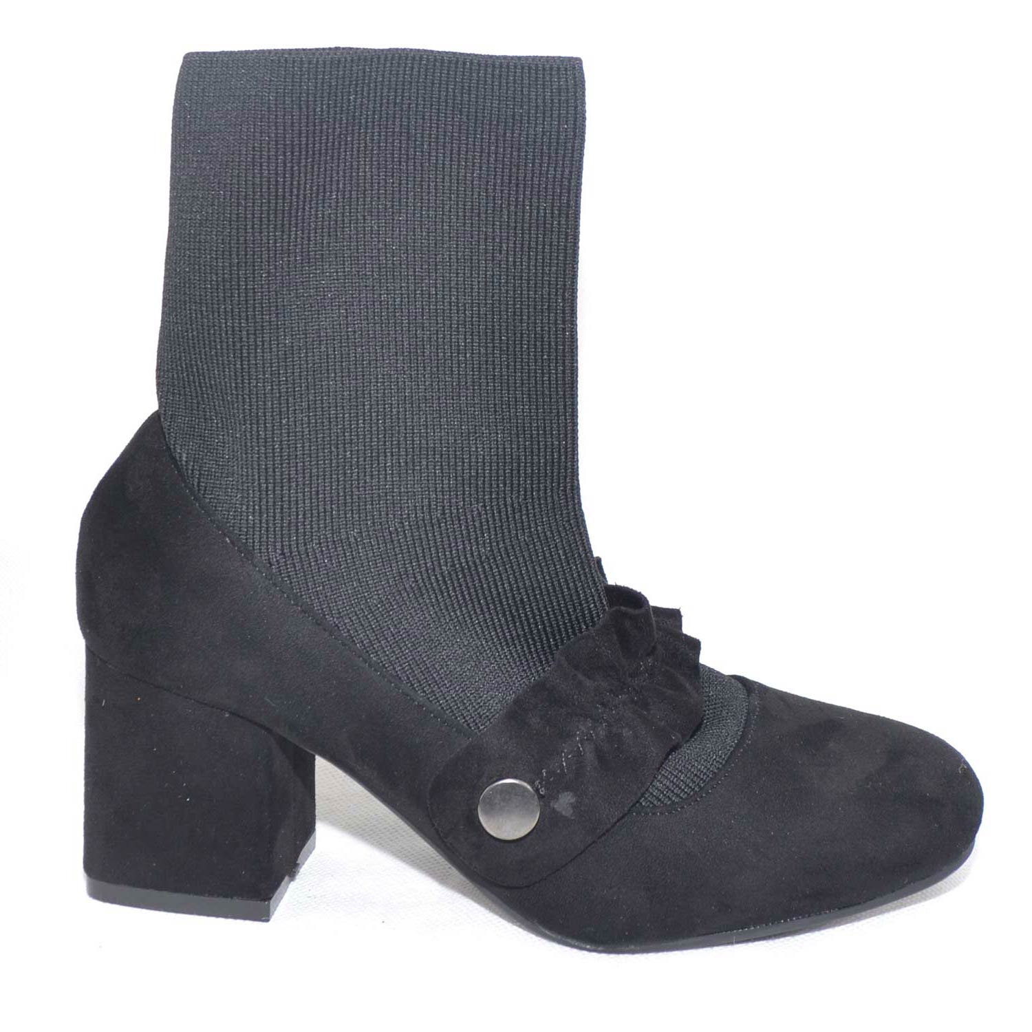 scarpe donna tronchetto calzino moda slip on con mocassino base tacco comodo moda glamour 