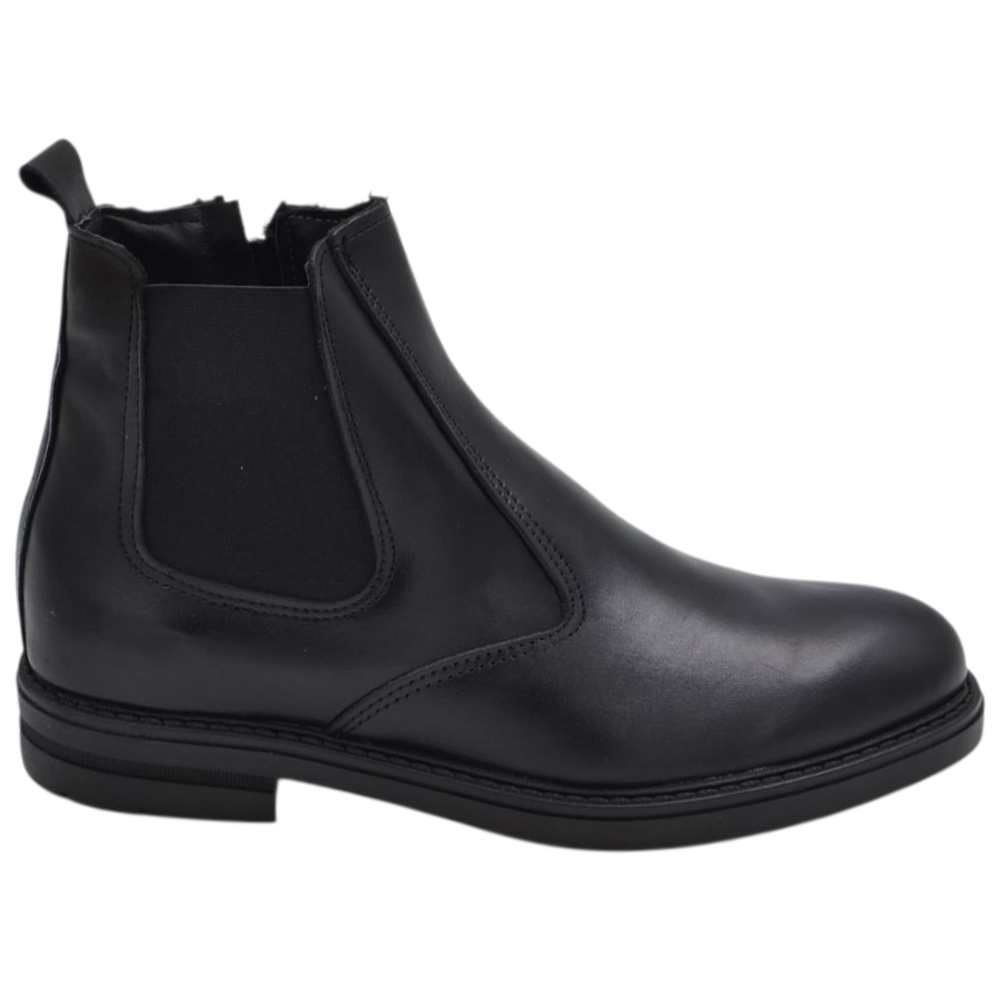 SCARPE UOMO BEATLES CHELSEA VERA PELLE NAPPA NERO SPAZZOLATO CON ZIP E ELSTICO FONDO GOMMA ANTISCIVOLO MADE IN ITALY.