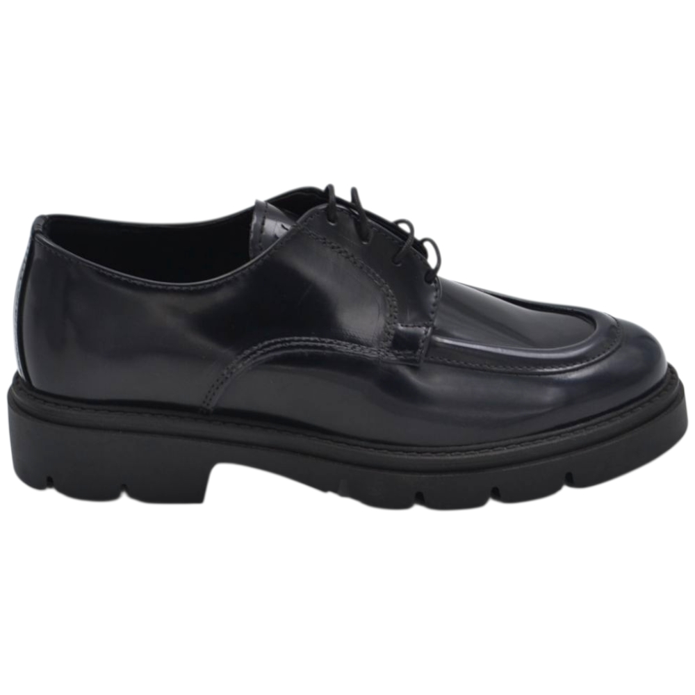 Scarpe uomo stringate ingegniere vera pelle blu spazzolato suola alta roccia made in italy.