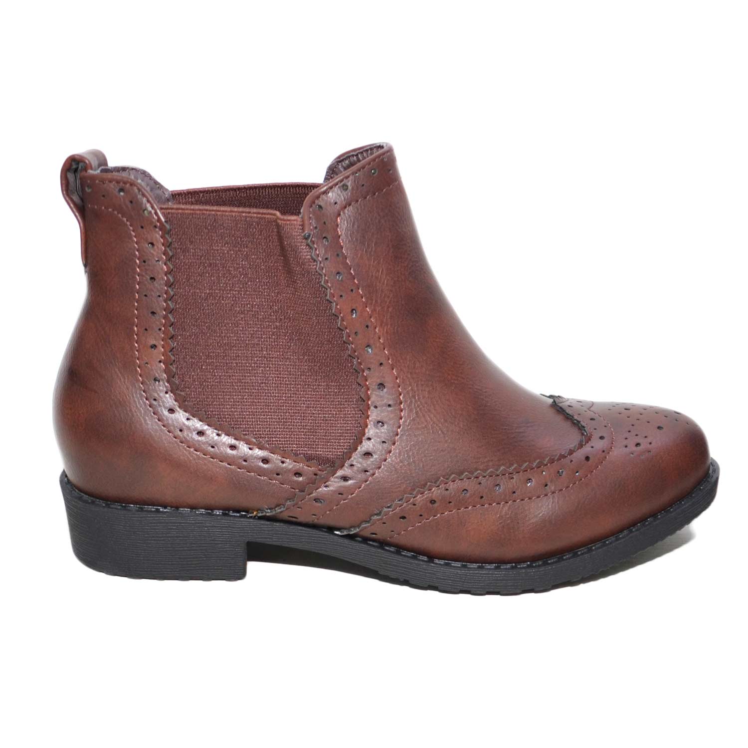 Tronchetto donna art.932 color cuoio vera pelle made in italy con monogramma  fondo antiscivolo moda comfort