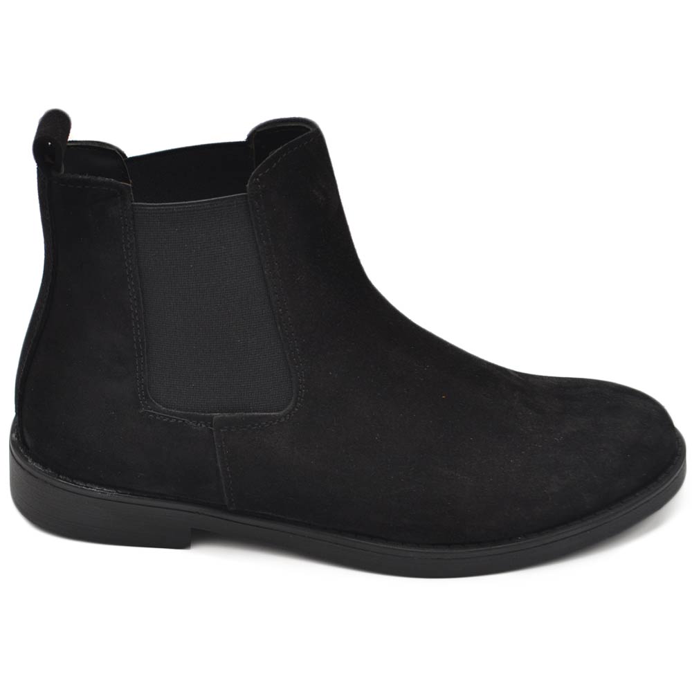 Beatles uomo stivaletto con elastico in vera pelle scamosciato nero suola in gomma casual made in italy handmade