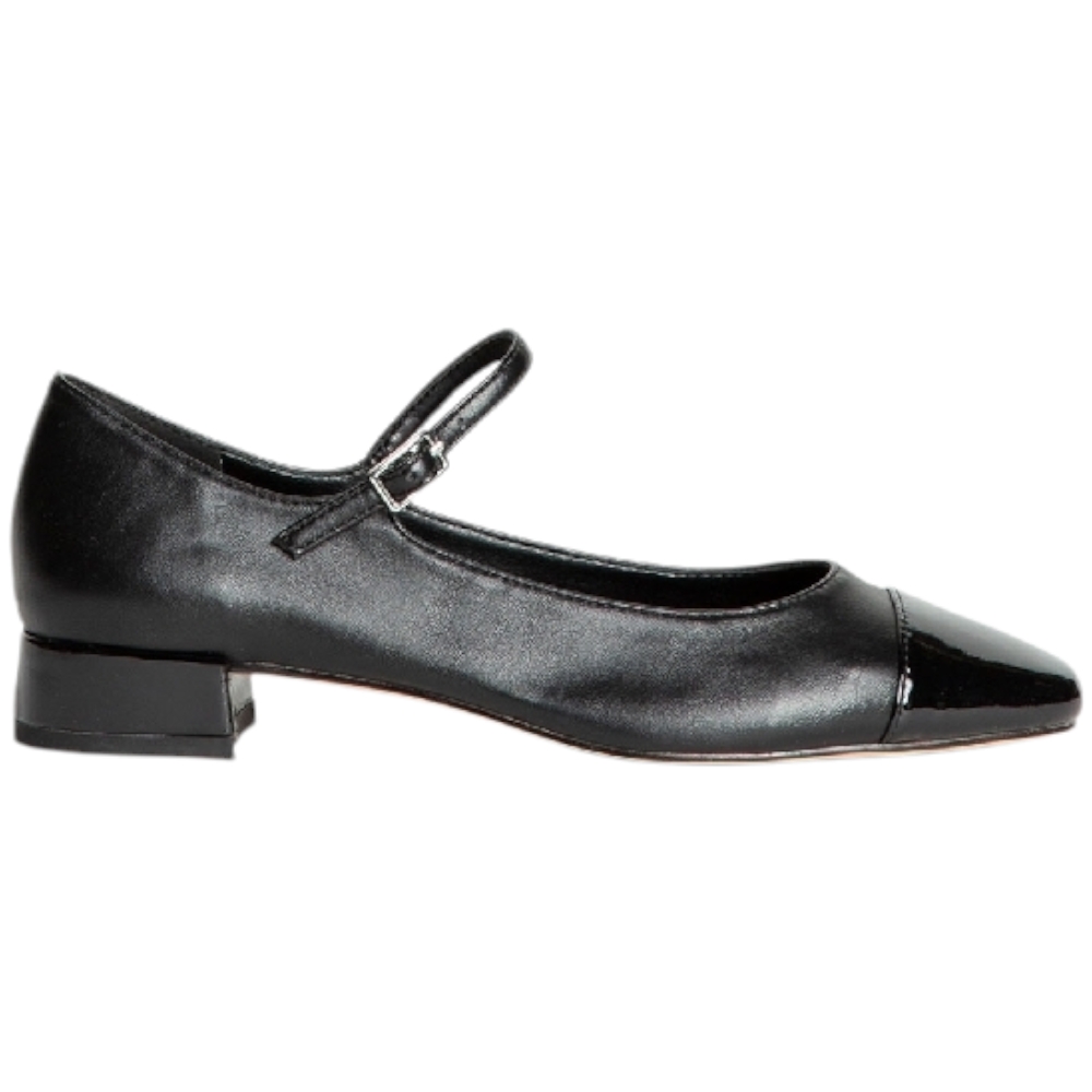 Scarpa ballerina donna Corina M4662 in pelle morbida nera con punta tonda e fiocco tacco 3 cm basic
