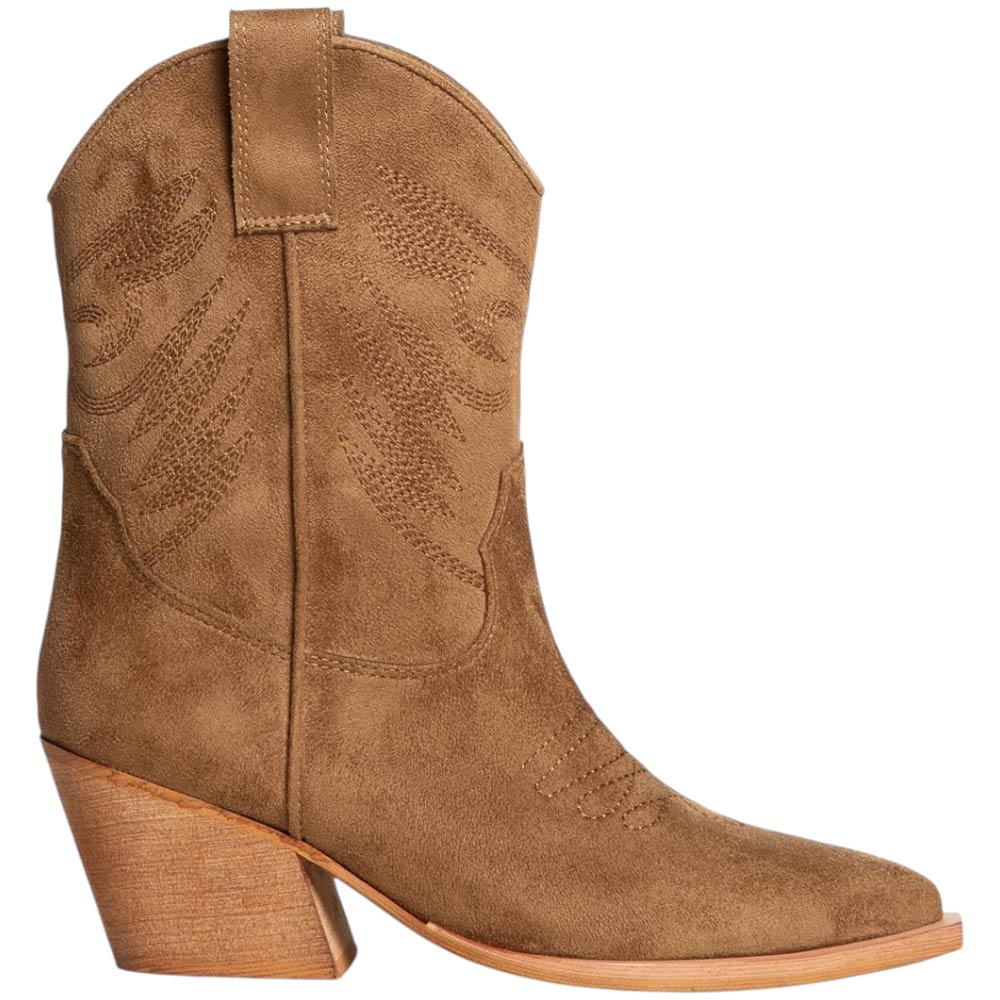 Stivali donna western Corina M4780 in pelle scamosciata cuoio altezza meta' polpaccio tacco texano 5 cm con zip