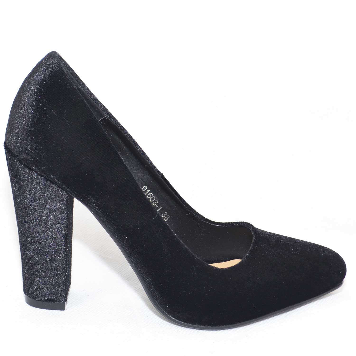 scarpe eleganti donna in ciniglia nero con tacco doppio comfort e  cuscinetto plantare donna d�collet� Malu Shoes | MaluShoes