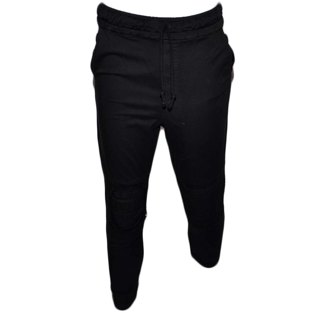 Pantaloni Sportivo Uomo Nero Pantalone Tuta Cargo Tinta Unita Nero Tasca America Elastico Moda Giovanile.