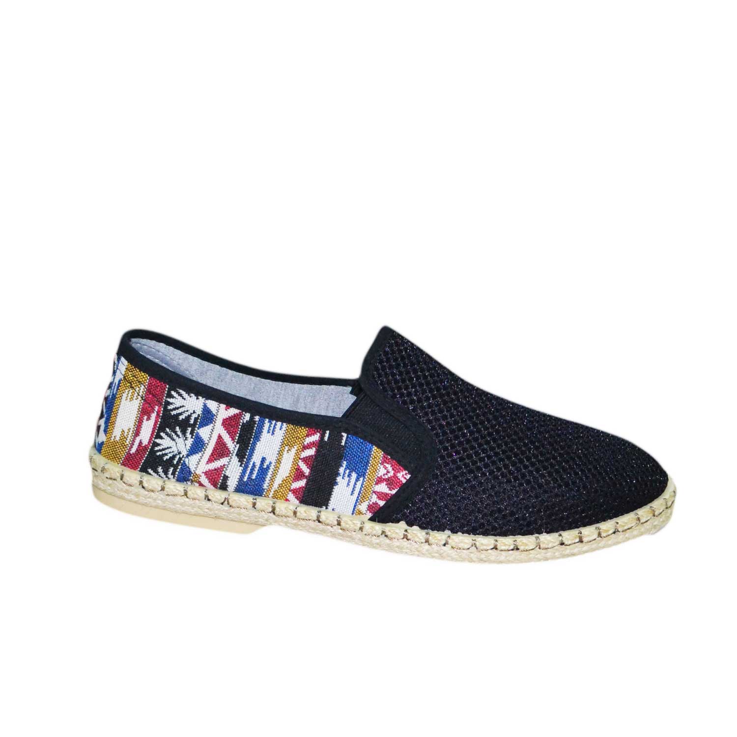 Espadrillas Uomo Fantasia Nero Scarpe Tela Corda Sandali Ciabatte da Mare 