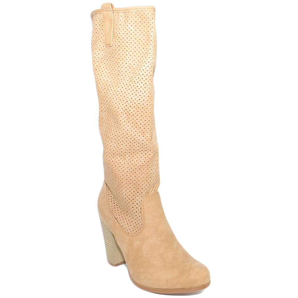 DREAM PAIRS Stivali Donna Platforma Tacco 10 Cm – Stivaletti A Metà Polpaccio, Punta Quadrata, Colore Rosa, Taglia 38.5 EU