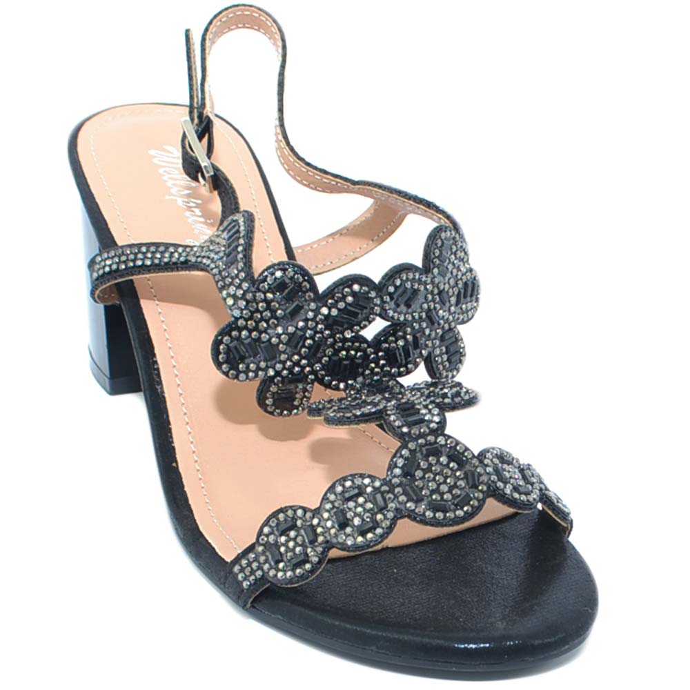 Sandali Da Ballo Latino Donna Rosefinch Con Strass E Tacco 5/7 Cm - Open Toe Per Salsa, Tango, Performance