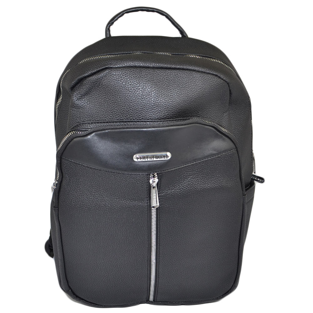 Zaino nero uomo borsa zainetto media 13 pollici laptop portatile pu pelle con zip backpack casual elegante