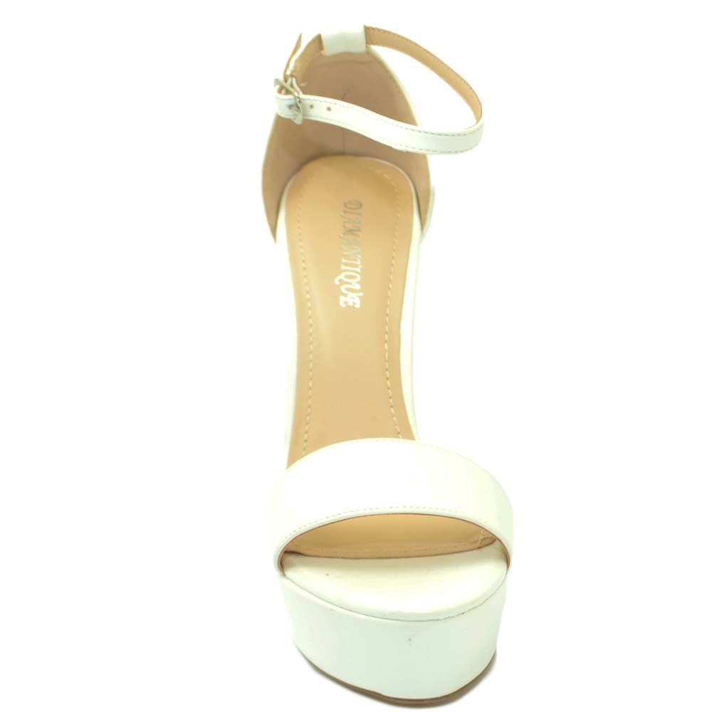 Ciabalù Sandali Donna Con Tacco 7 Cm, Cinturino Caviglia Regolabile, Ecopelle Lucida, Colori Nero, Nude, Verde, Rosso, Marrone (taglie 36-41)