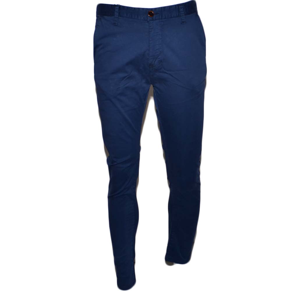 Pantaloni blu cobalto cotone, Skinny Fit con tasca americana . Chiusura con  bottone e cerniera. uomo pantaloni Malu Shoes | MaluShoes