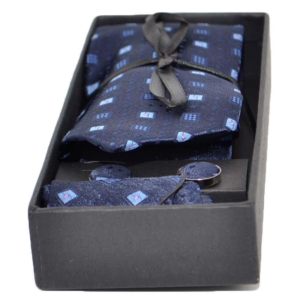Set Cravatta Uomo Paisley Con Pochette, Gemelli E Fermacravatta - 6 Pezzi In Scatola Regalo - Per Matrimoni E Cerimonie