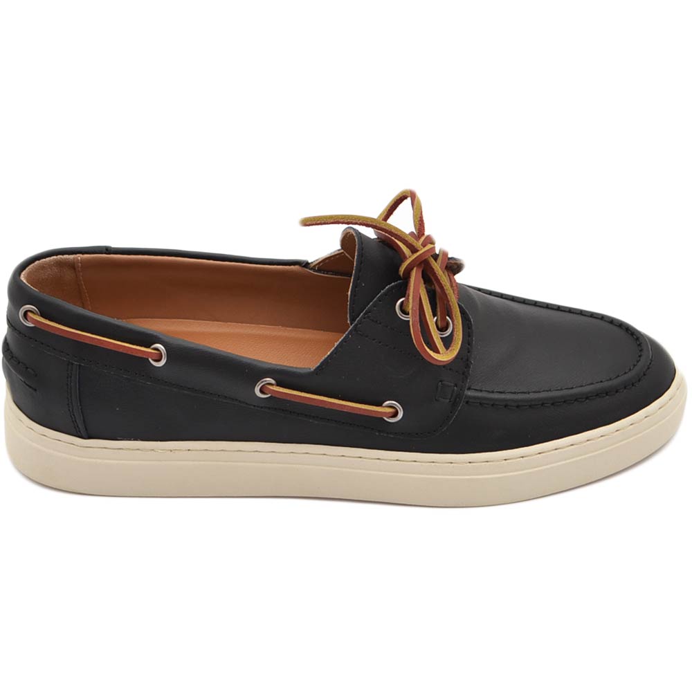 Scarpe da barca mocassini slippers LS Luisantiago in vera pelle di nappa con cordino bicolore suola in gomma reclinabile
