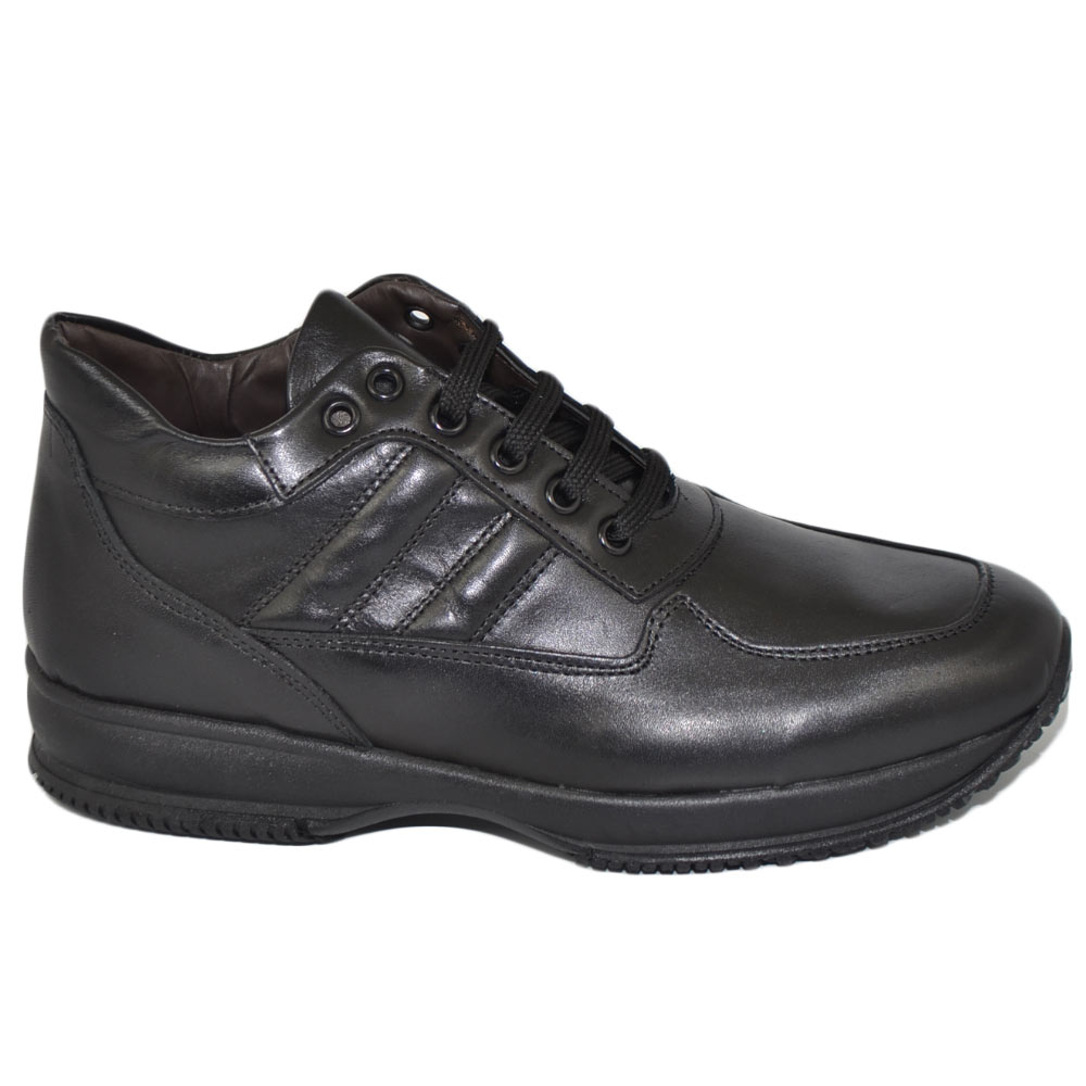 Scarpe uomo polacchino comfort passeggio eleganti nero made in italy vera pelle nappa gomma alta anatomica