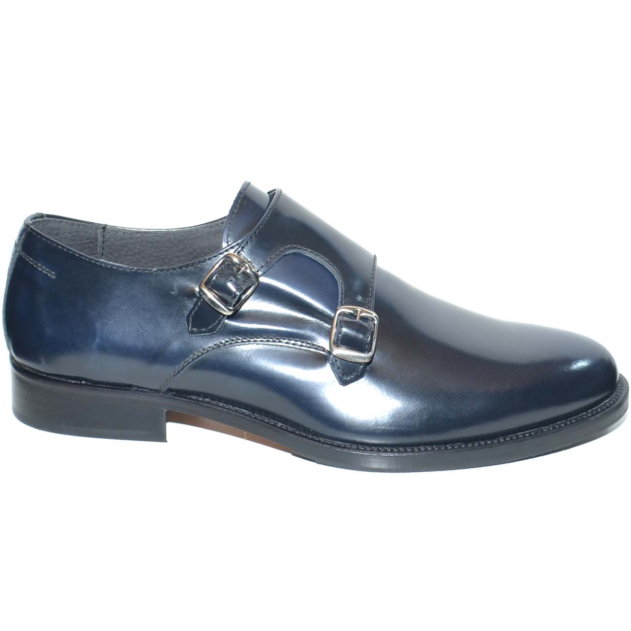 SCARPE UOMO SNEAKERS IN PELLE FATTE A MANO BLU NAVY MANOVIA 52