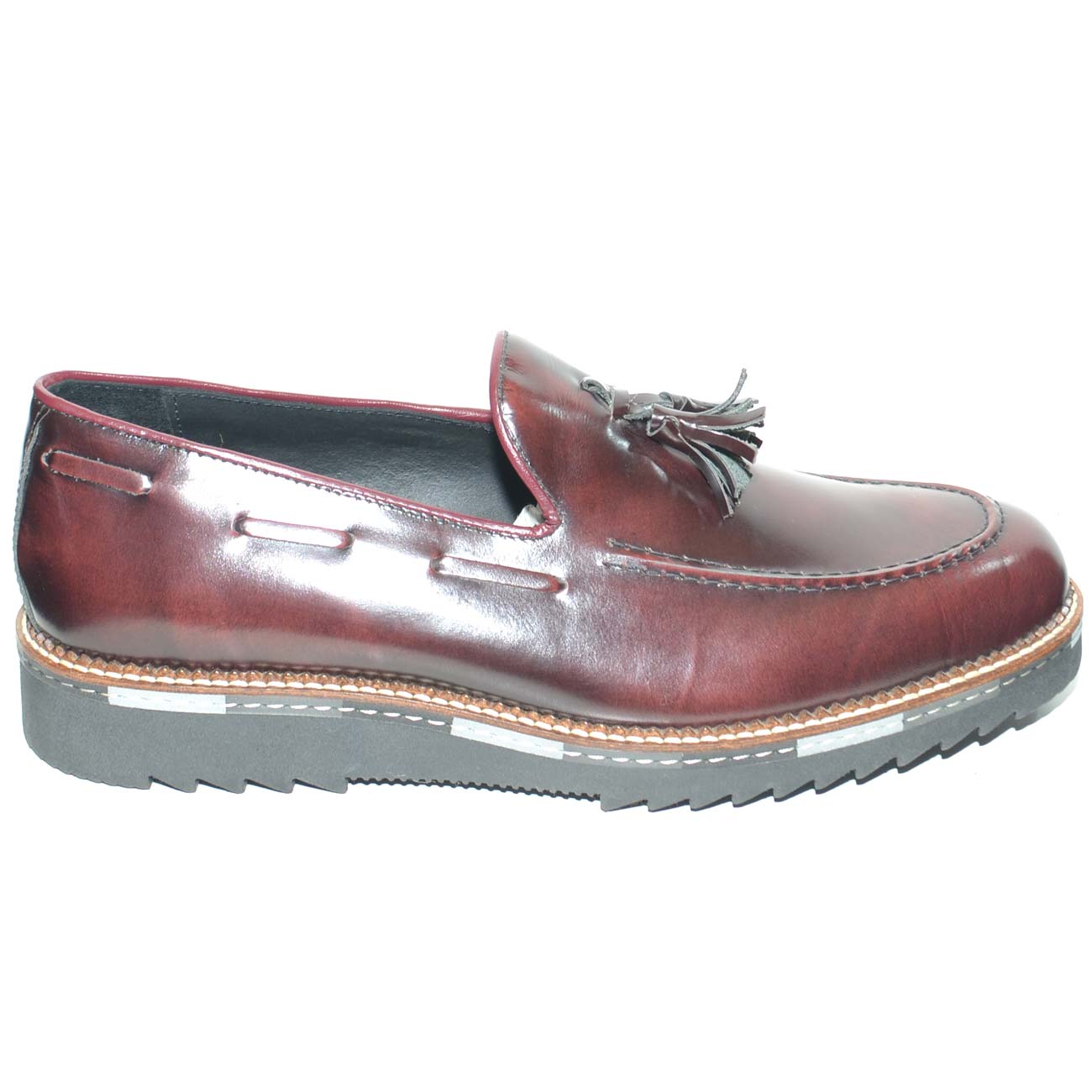 Details About Shoes Man Moccasin Bordeaux English With Tassel Made In Italy With High Fund Show Original Title