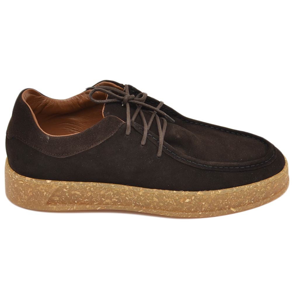 SCARPA UOMO LS LUISANTIAGO INGEGNERE IN VERA PELLE SCAMOSCIATA MARRONE CON GOMMA IN CANAPA ULTRALEGGERA