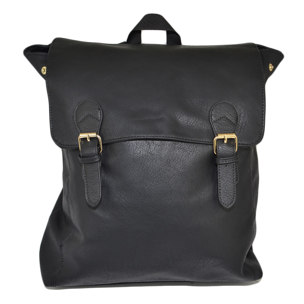 ZAINO UOMO NERO CARTELLA CON FIBBIE REGOLABILI ZAINO DA LAVORO MEDIO GRANDE RETTANGOLARE 13 POLLICI LAPTOP PORTATILE PU 