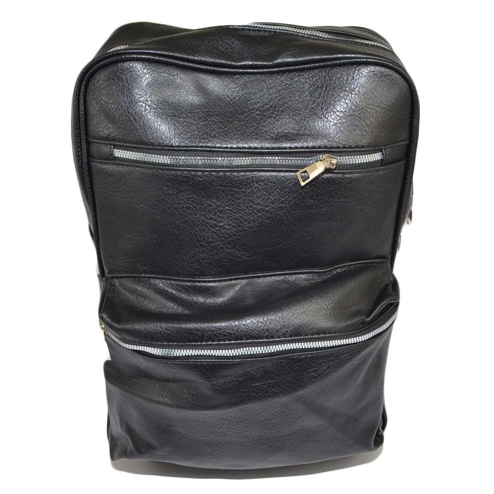 Zaino nero uomo borsa medio rettangolare 13 pollici laptop portatile pu pelle con zip backpack casual elegante