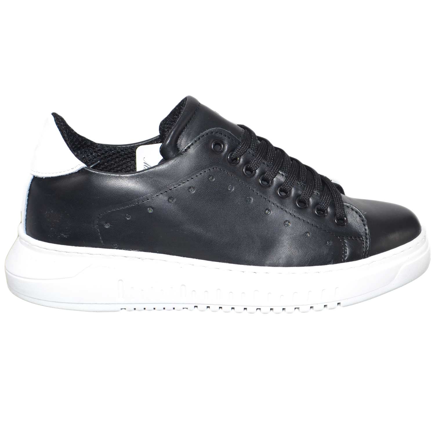 Sneakers bassa scarpe uomo nero fondo doppio army vera pelle nero  rifinimenti in | eBay