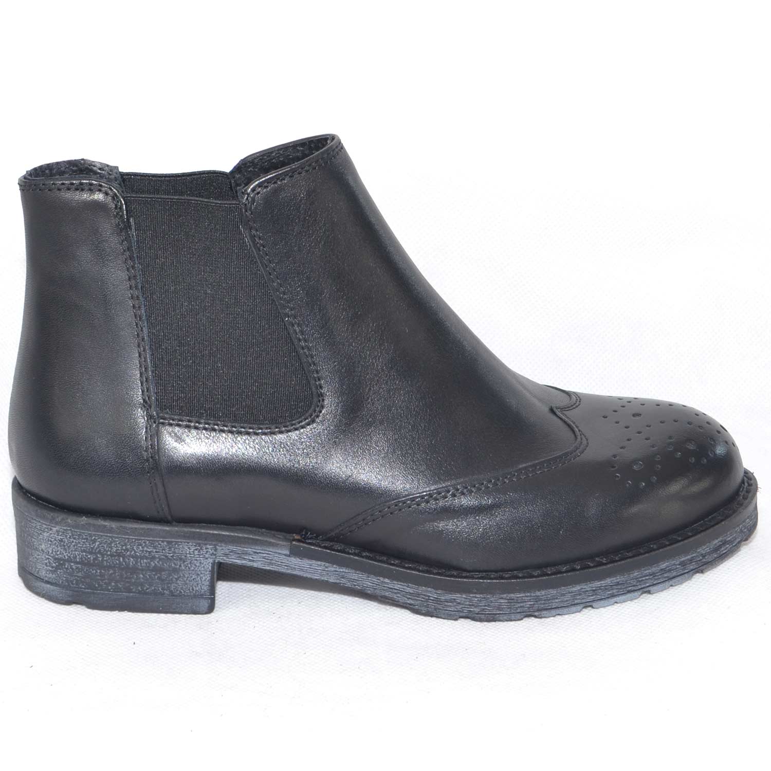 Scarpe donna stivaletti beatles in vera pelle nero made in italy stile inglese con ricami