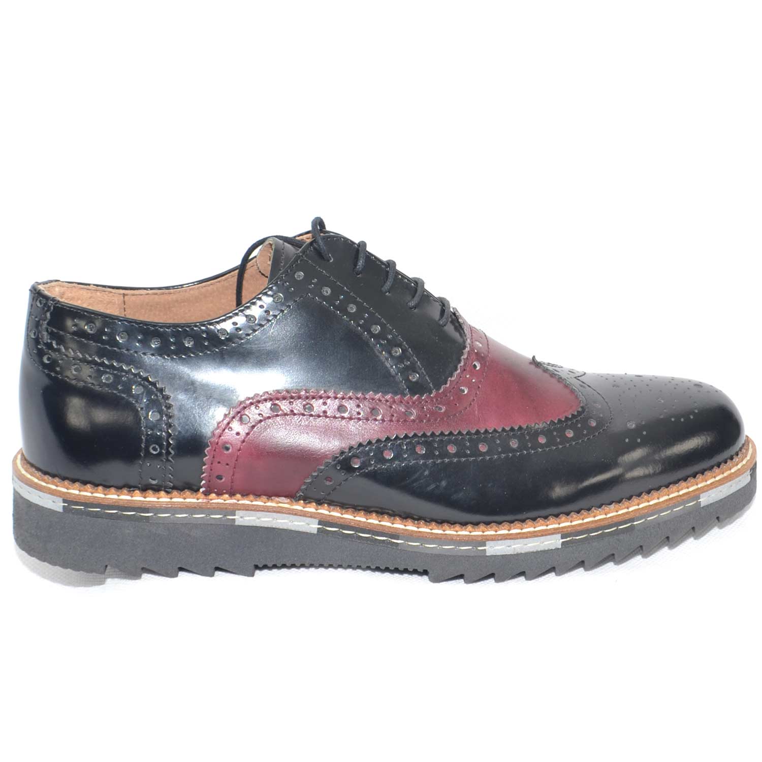 Scarpe Reblù 6003 Uomo In Pelle Bordò - Derby Stringate Made In Italy - Foto 3