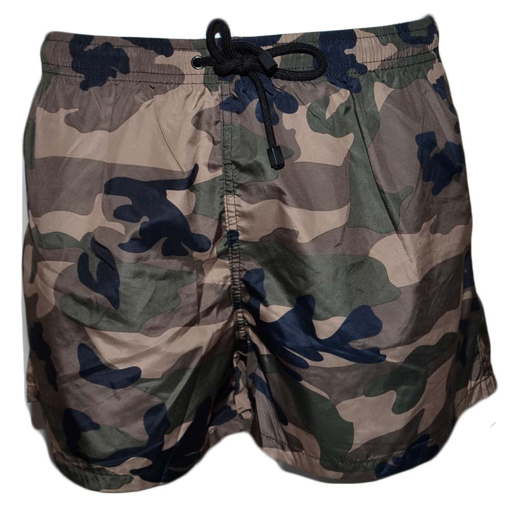 Costume mare summer surf nuoto uomo mimetico verde militare pantaloncino boxer slim fit short laccio made in italy 
