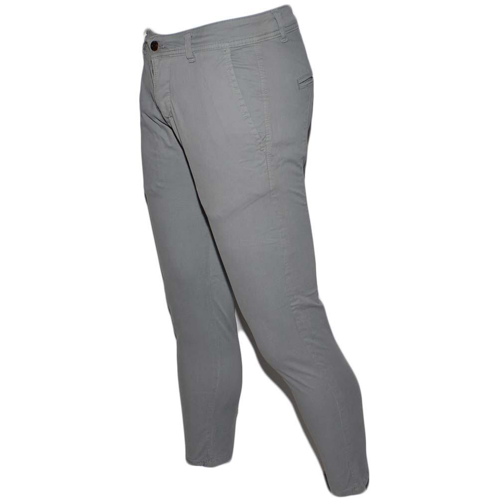 Pantalone Moda Uomo Grigio Tasca America Cotone Chino Elastico Colori Vari Slim Made In Italy.