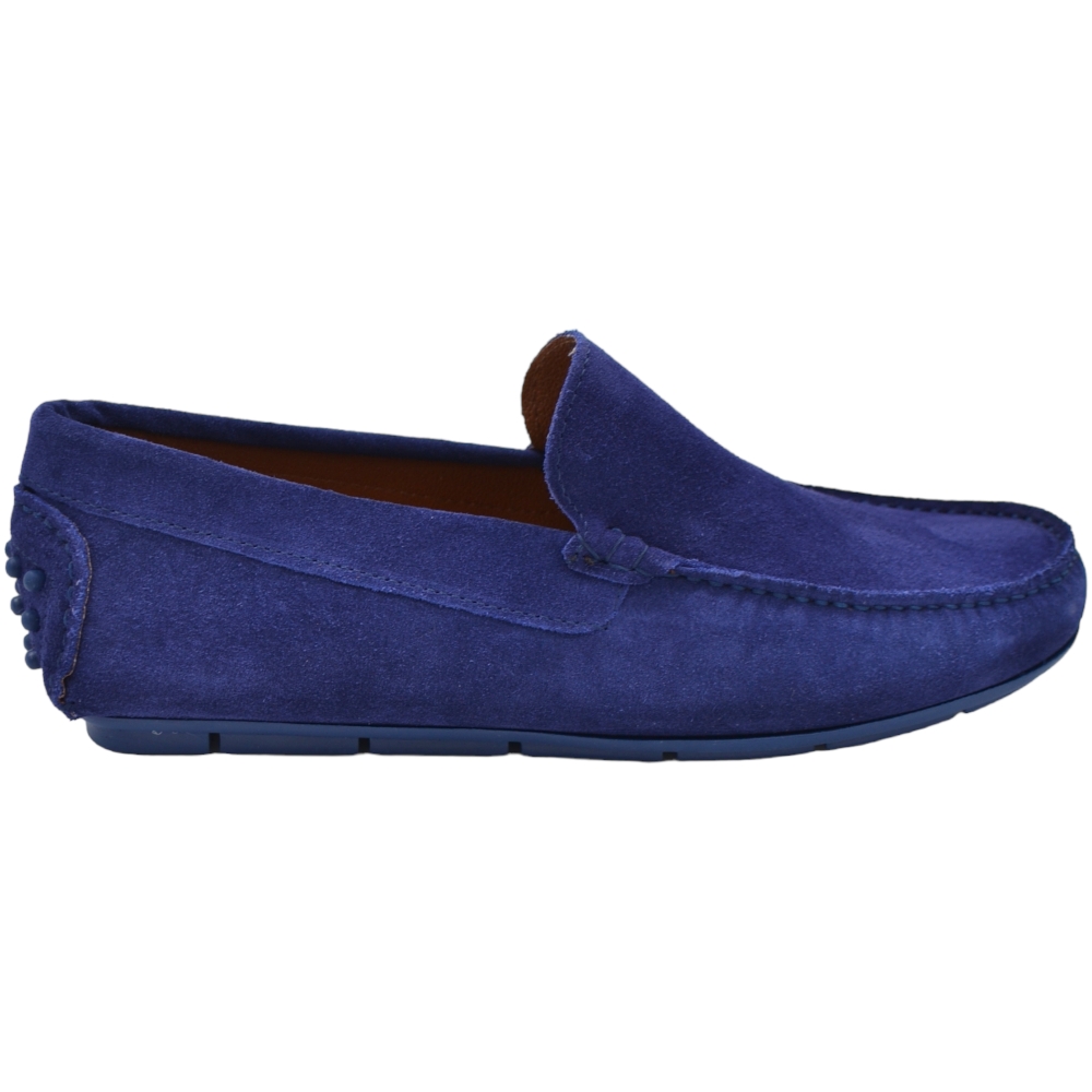 Mocassino barca uomo blu Navy comfort casual made in italy in vera pelle scamosciata fondo antiscivolo gomma estiva