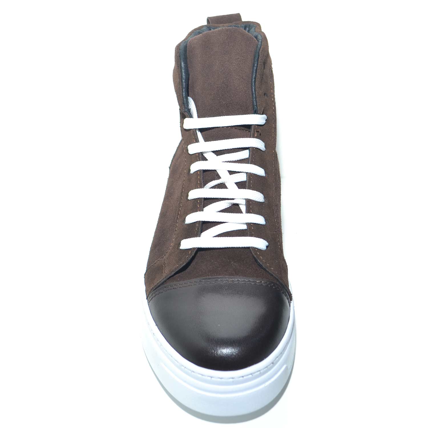 Sneakers Uomo In Vera Pelle Gommata Verde Militare: Stivaletto Artigianale Made In Italy, Suola Army
