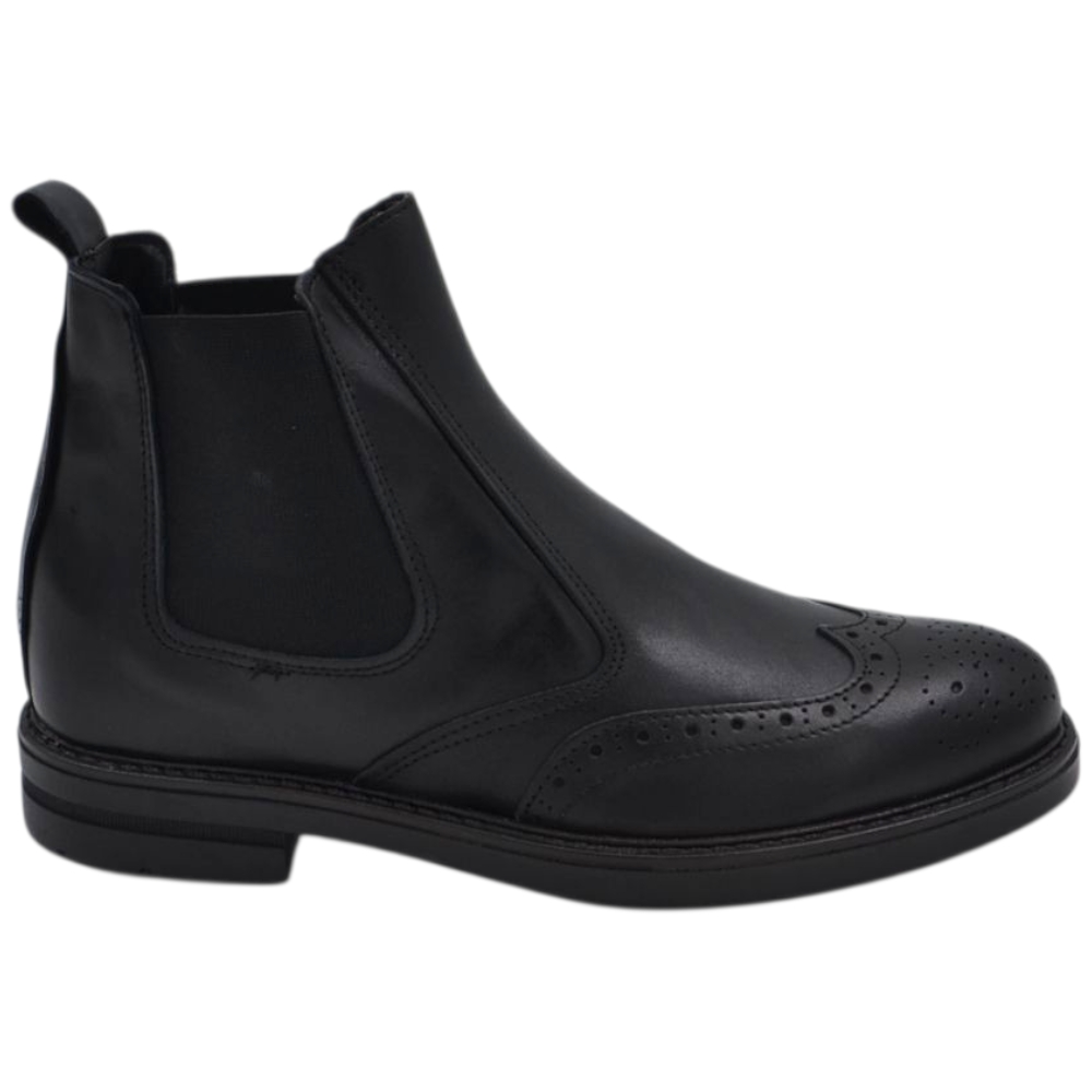 Beatles uomo stivaletto elastico vera pelle nera monogramma fondo gomma antiscivolo made in italy handmade.