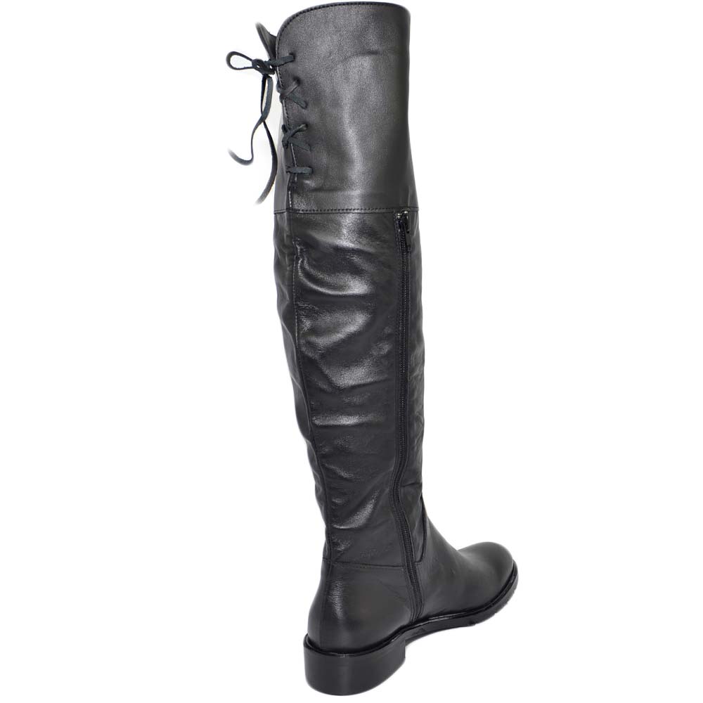 CAPRICE Stivali Alti Al Ginocchio Donna - Modello 9-9-25552-29 In Nappa Scanalata - Tacco 45mm, Colore Nero, Taglia 37 EU