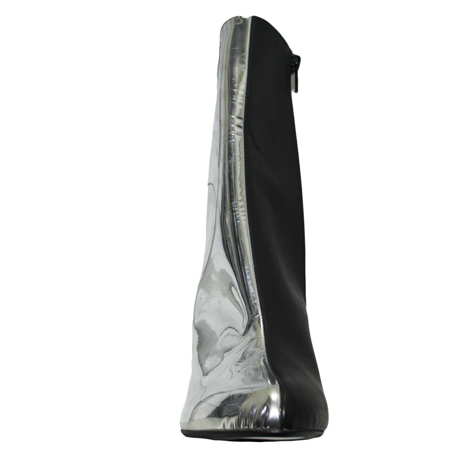Scarpe donna tronchetto glamour moda elegant  art bicolore 33223 argento e nero 