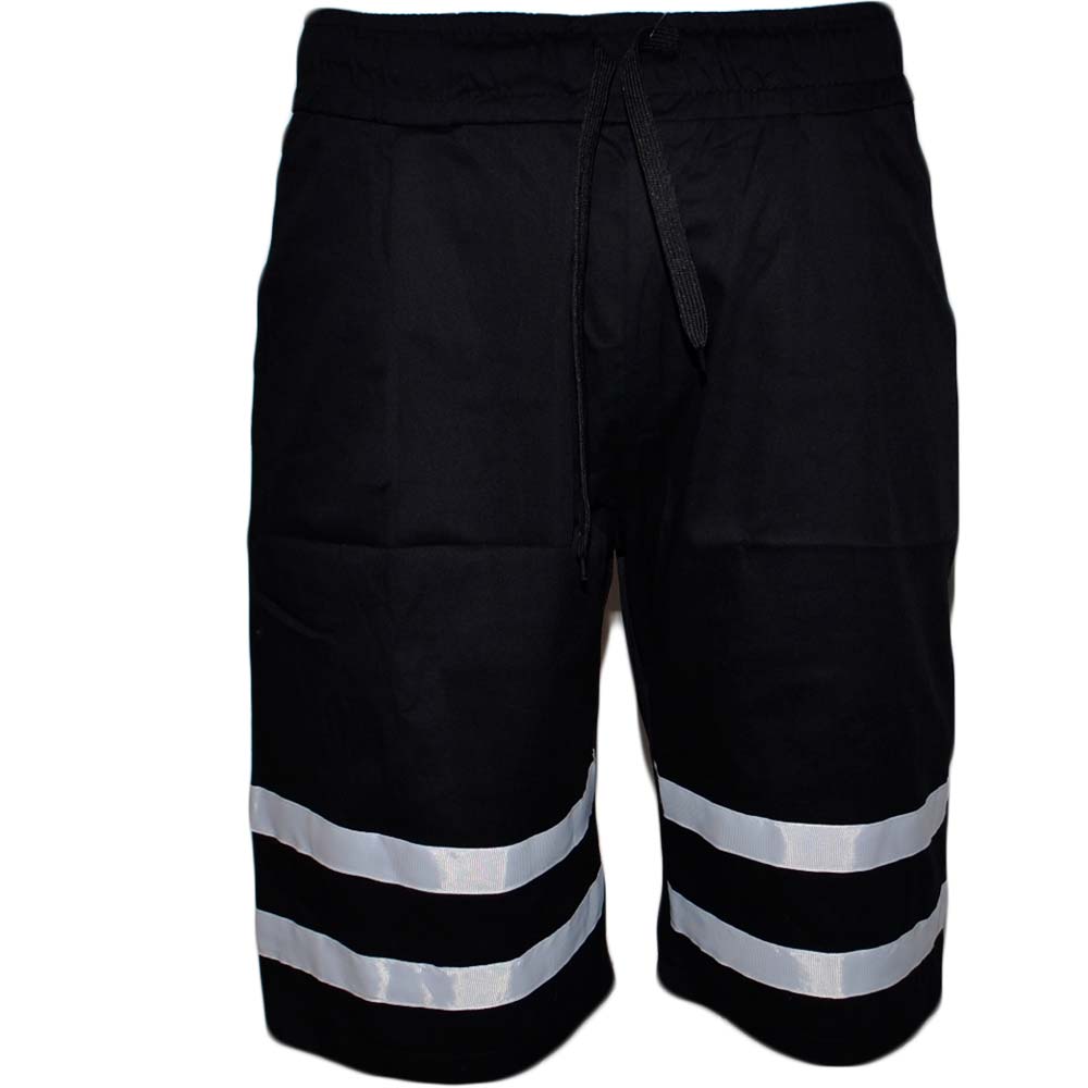 Pantalone short corto uomo bermuda pantaloncini tuta bicolore nero molla moda streetwear	.