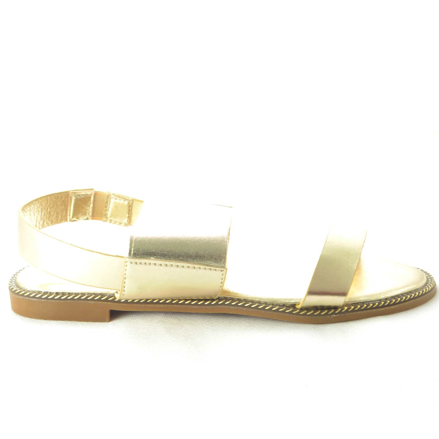 SANDALI BASSO DONNA ORO ALLA SCHIAVA CON CINTURINI AD ELASTICO E CHIUSURA CAVIGLIA STYLE COMFORT ESTATE