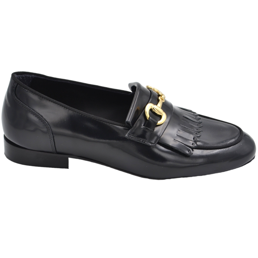 Scarpa mocassino uomo ls frangia vera pelle abrasivato nero con morsetto oro cucita a mano fondo cuoio con antiscivolo