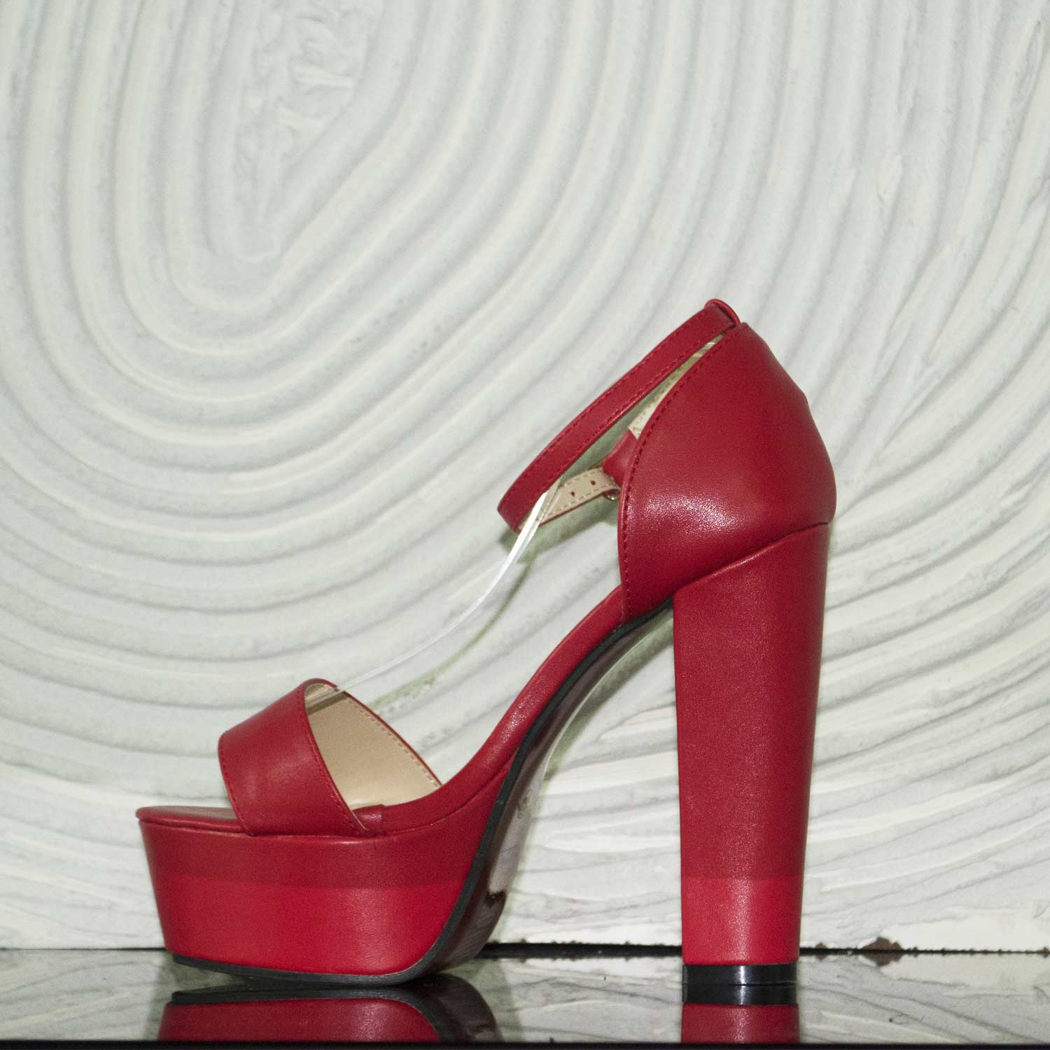 Sandali Con Tacco Donna Rosso Glamour - Lycra Elasticizzata Con Gambale Alto E Chiusura Lampo
