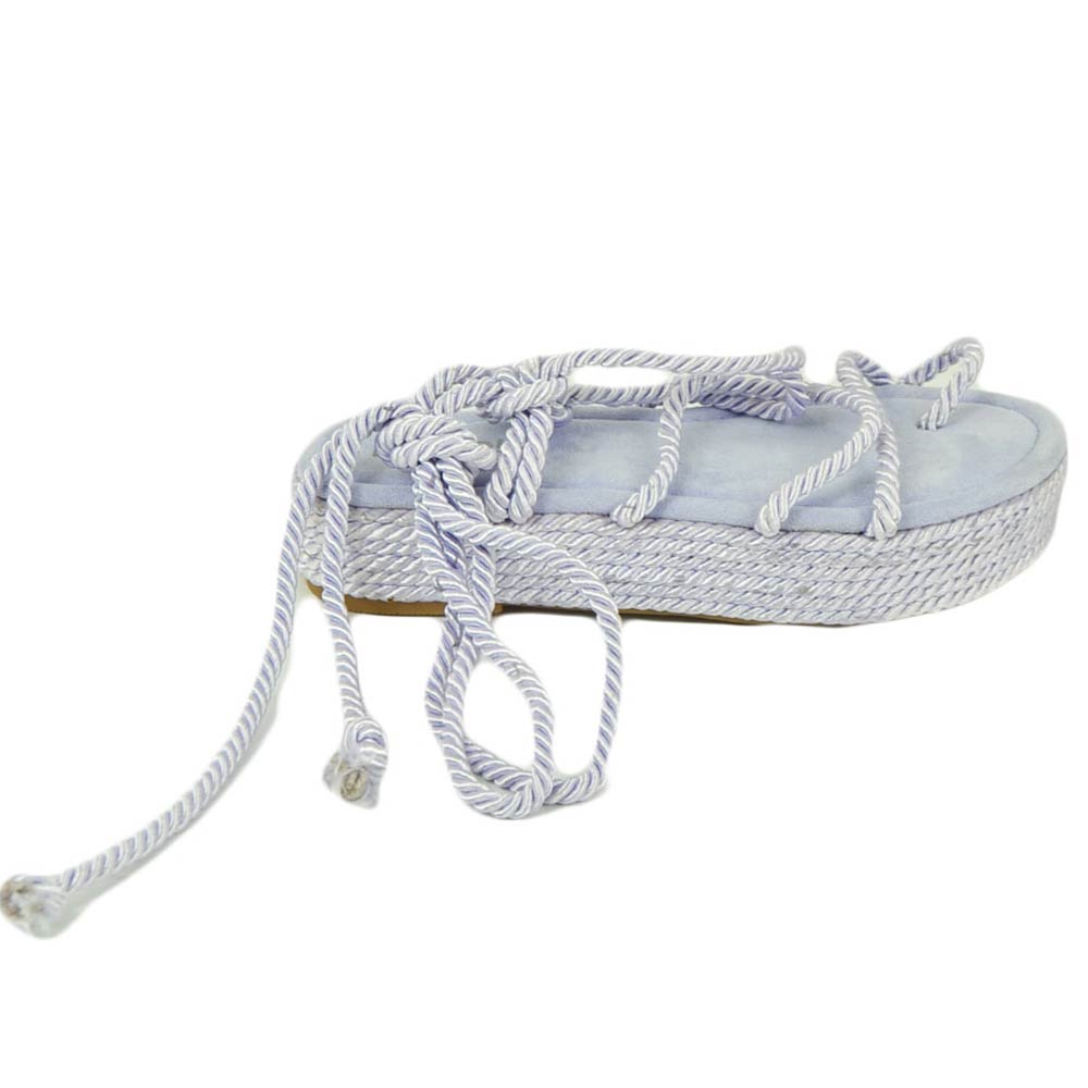 Sandali platform donna glicine Lilla con corda di canapa suola in cordone e gomma moda mykonos alla schiava gladiatore 