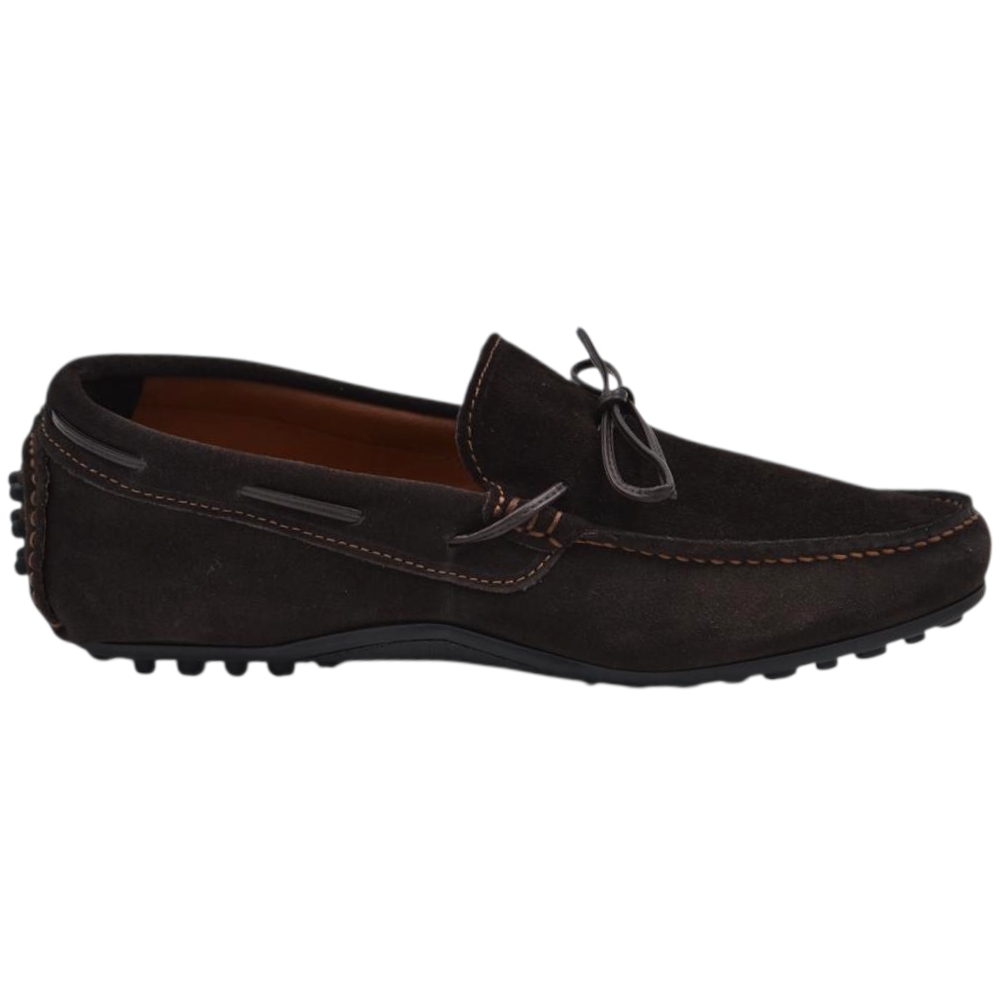 Scarpe uomo mocassino in vera pelle scamosciata marrone laccio in pelle suola in gomma piatta elegante.