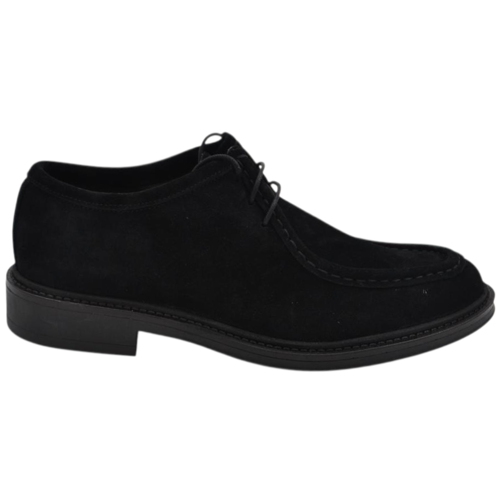 Scarpe uomo stringate francesina vera pelle camoscio nero spazzolato suola in cuoio antiscivolo made in italy.