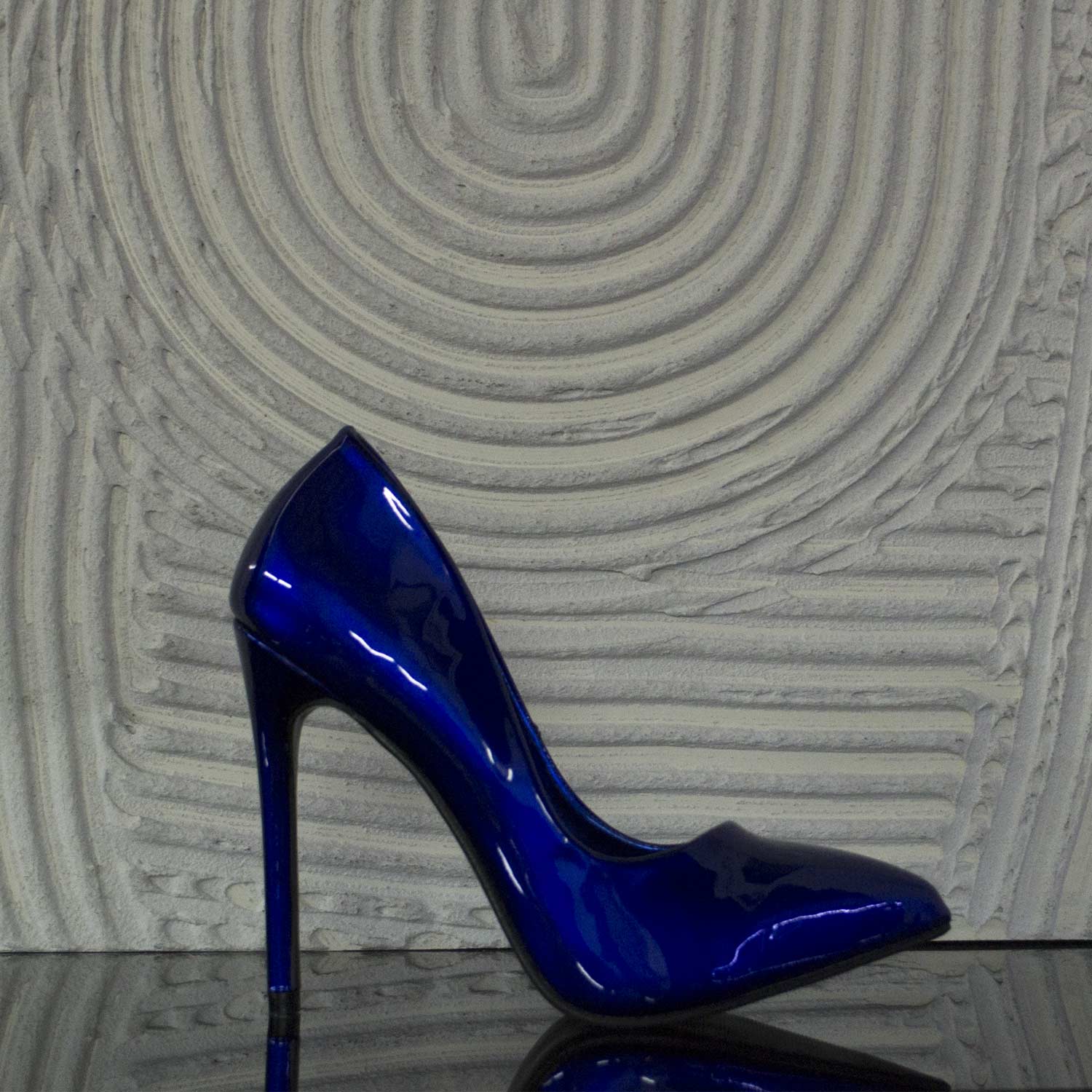 Scarpe donna tacco spillo blu laminato moda glamour  