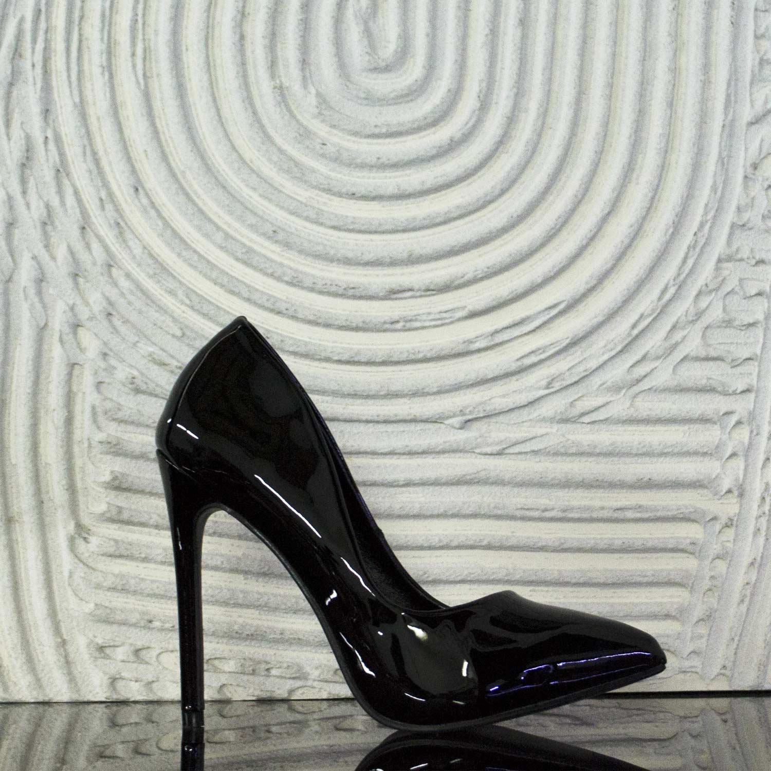 Scarpe donna tacco spillo nero laminato moda glamour  
