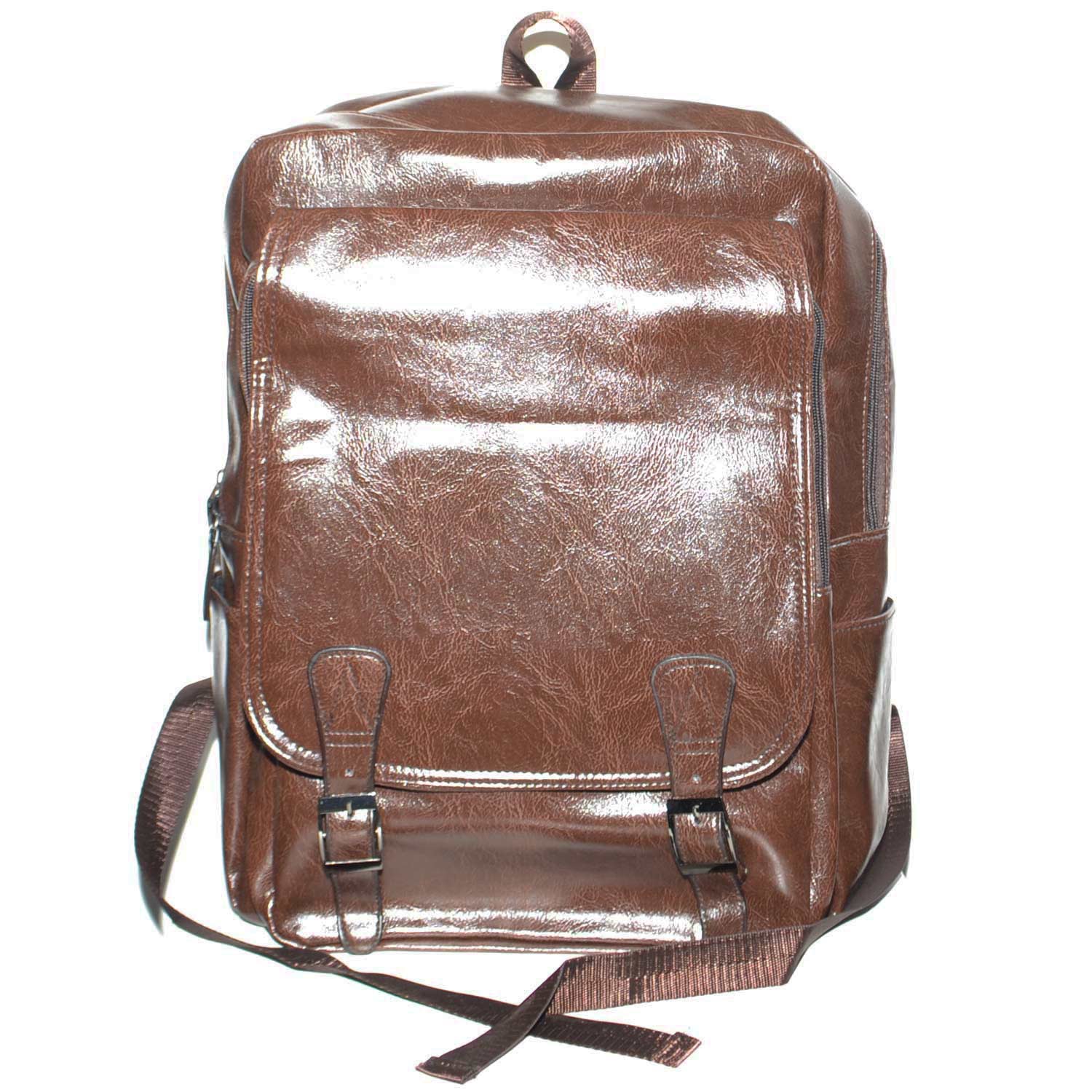 Zaino uomo ecopelle marrone grande lavoro vintage moda viaggio