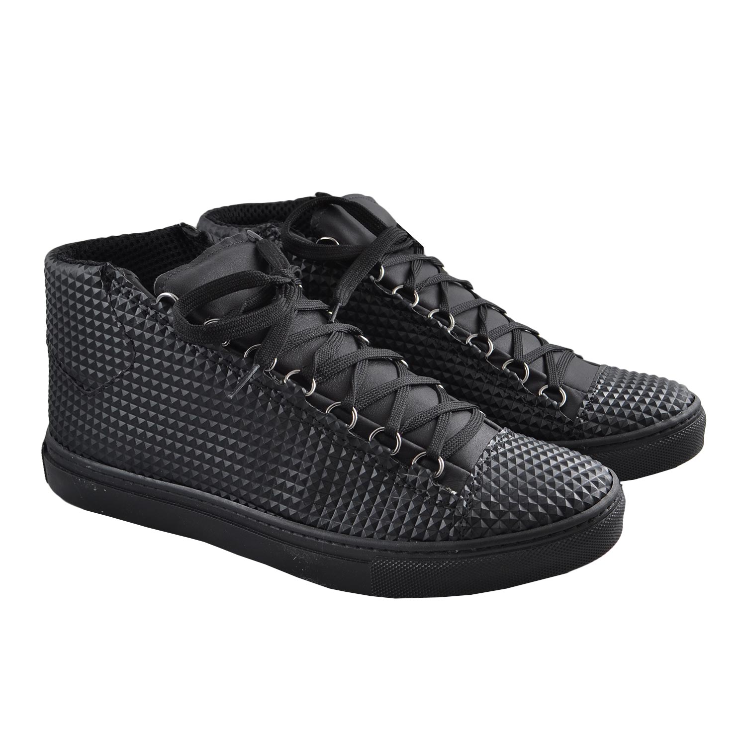 Sneakers uomo calzature scarpe alte Balen in pelle piramide nero