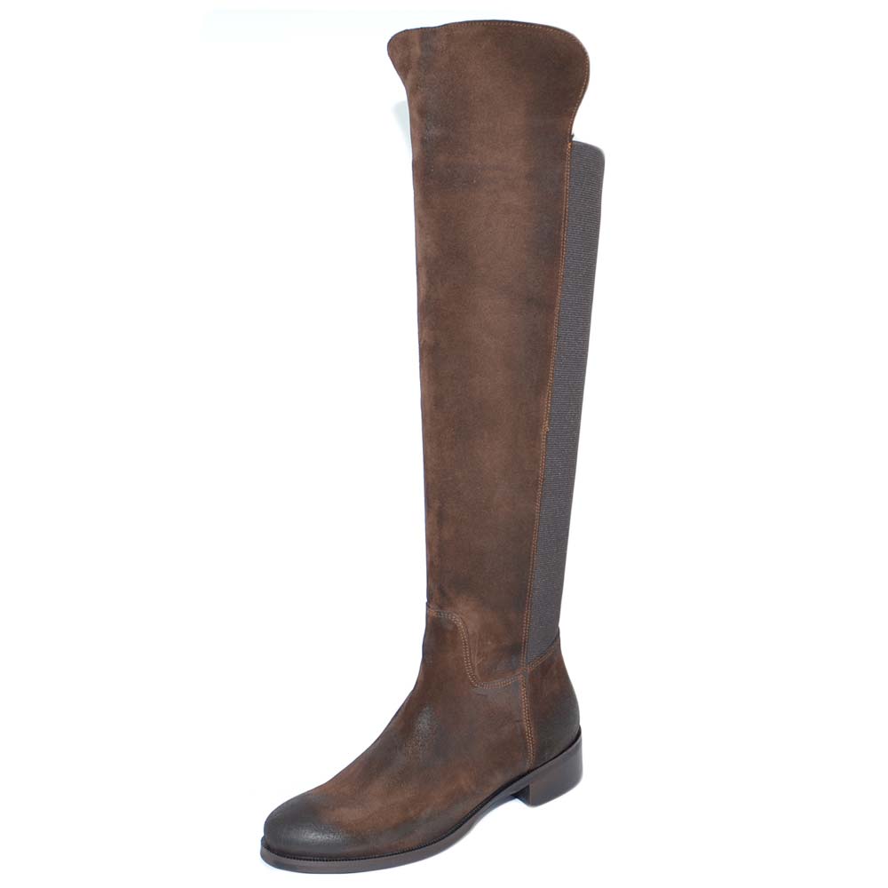 Stivali alti sopra il ginocchio con tacco chunky, punta minimale e versatile, stivali da