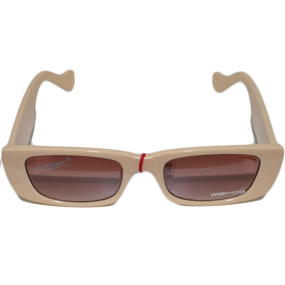 OCCHIALI DA SOLE DONNA SUNGLASSES RETTANGOLARE IRREGOLARE BEIGE MONTATURA LEGGERA MODA GIOVANE