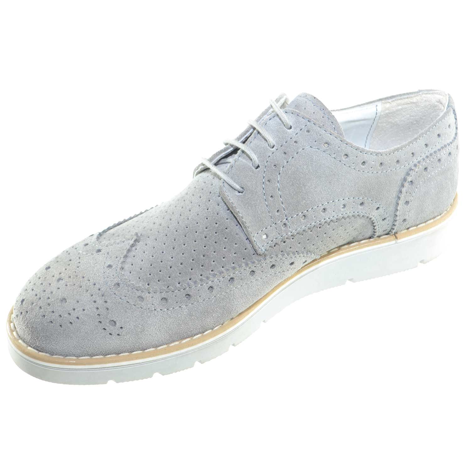 scarpe uomo stringate vera pelle scamosciato stampa microforo moda linea giovanile casual 